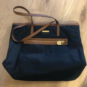 Michael Kors navy blue large canvas tote